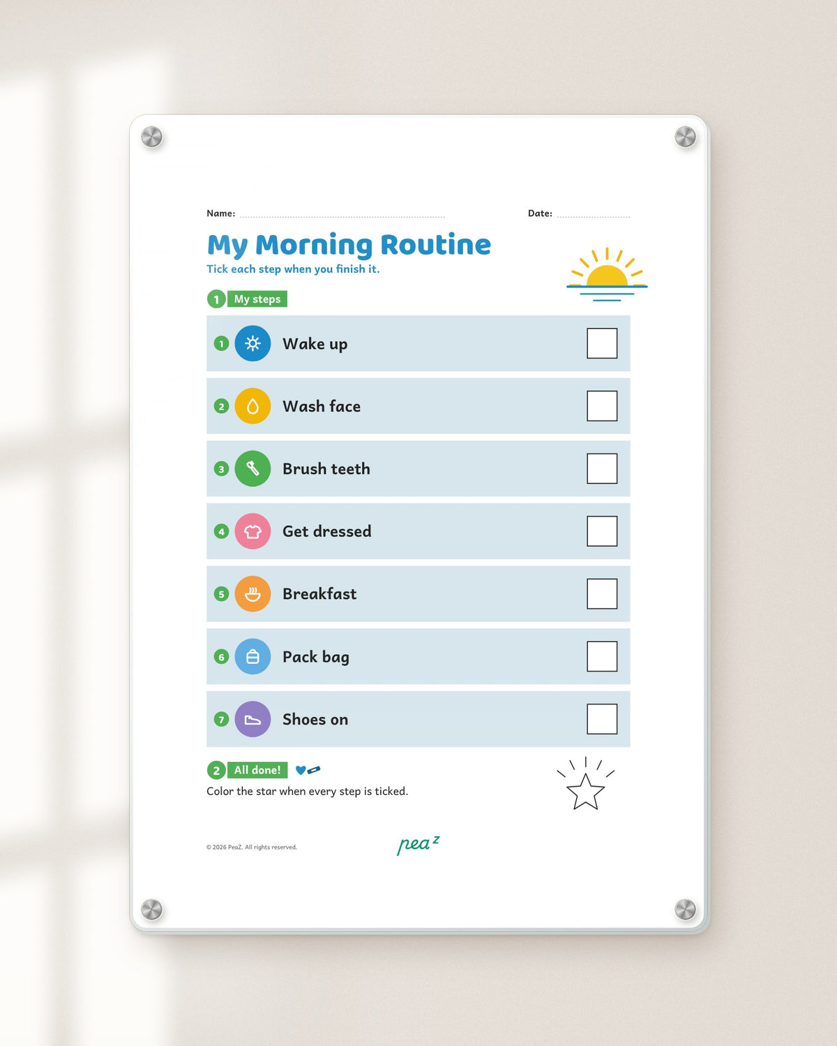 Morning Mission | Kids Morning Routine Chart with Step-by-Step Pictures