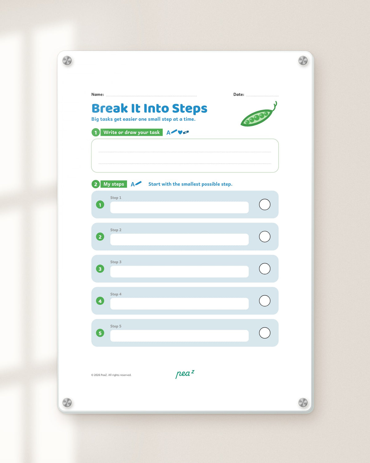 Step by Step | Kids Big-Task Breakdown & Getting-Started Board