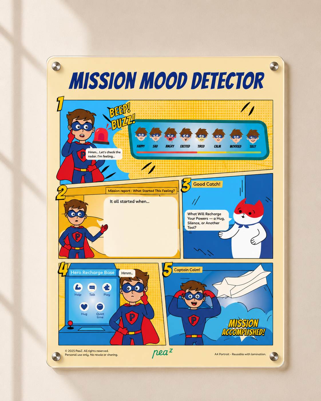 Mission Mood Detector | Kids Feelings Tracker & Emotional Awareness Board
