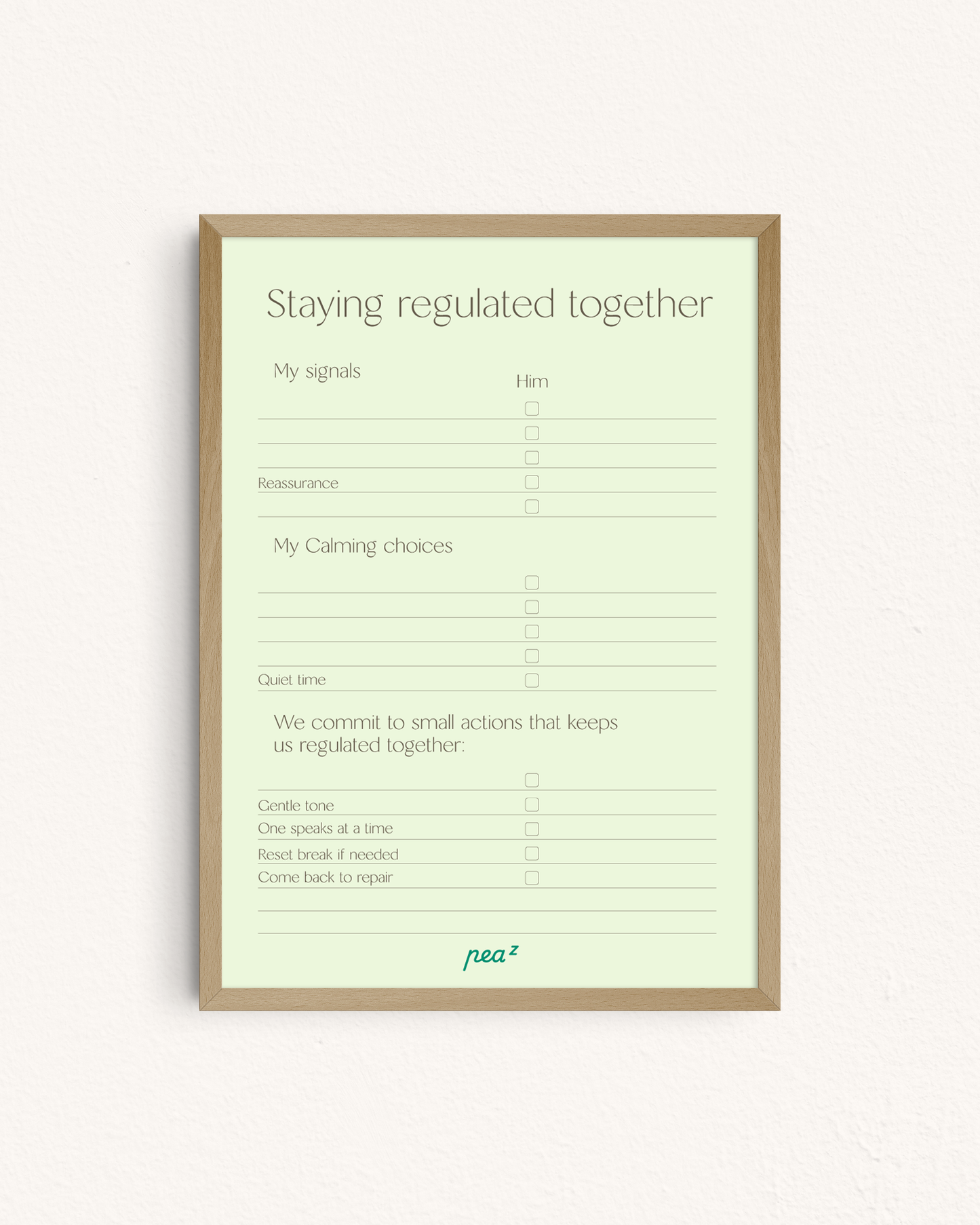 Staying Regulated Together | Couples Co-Regulation & Communication Wall Template