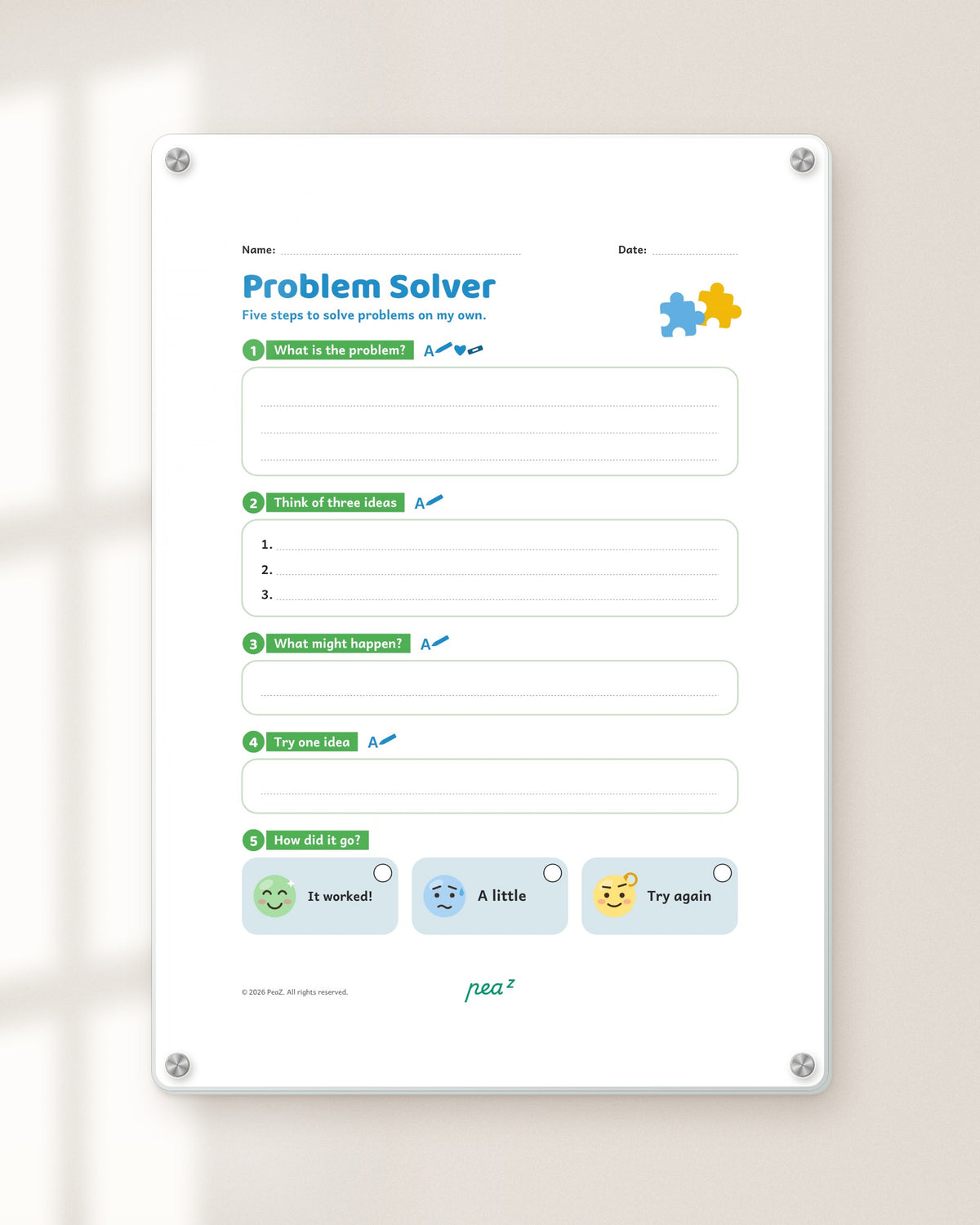 Problem Solver | Kids 5-Step Problem-Solving & Social Skills Board