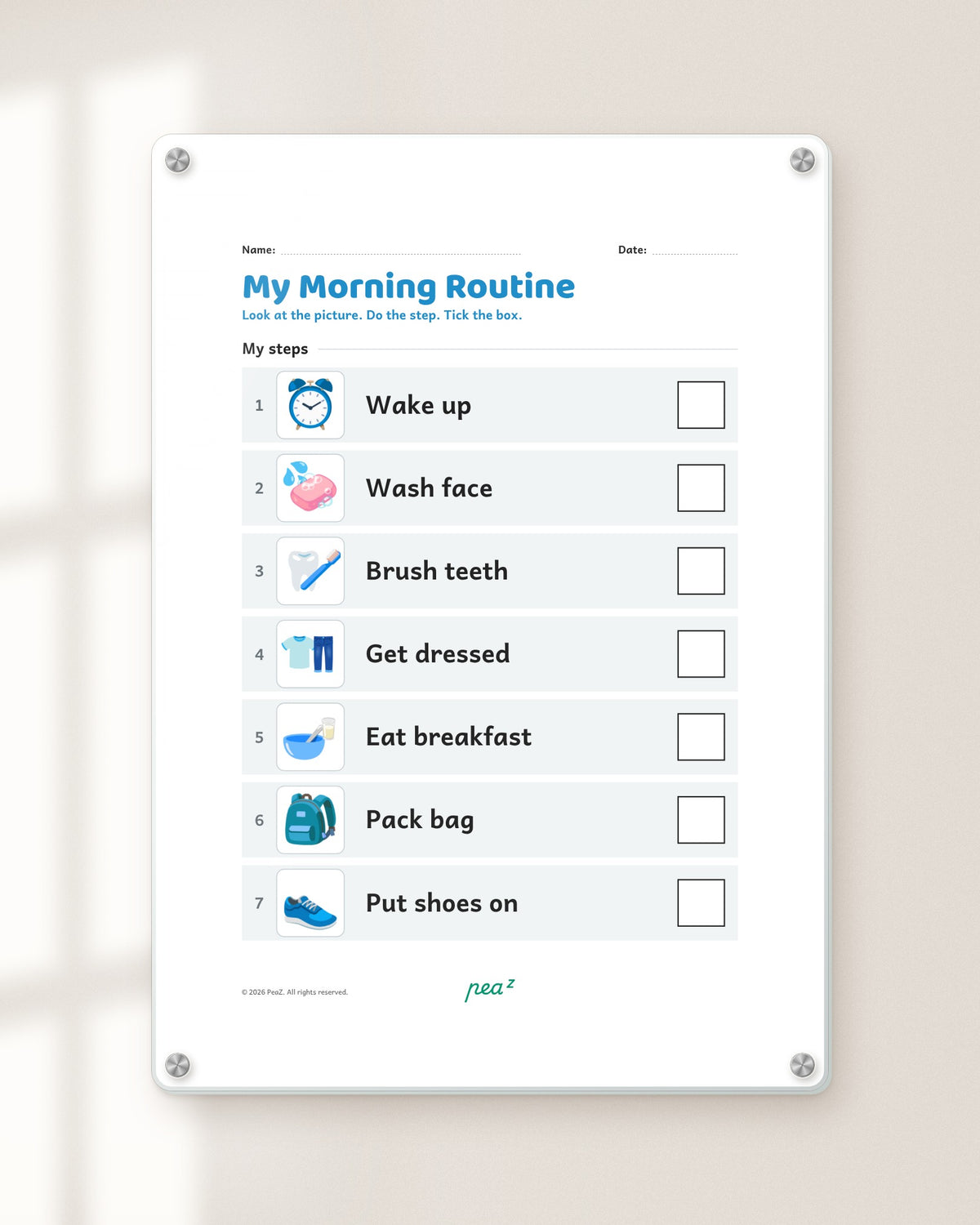 Calm Morning Steps | Visual Morning Routine Board for Autism & Developmental Needs