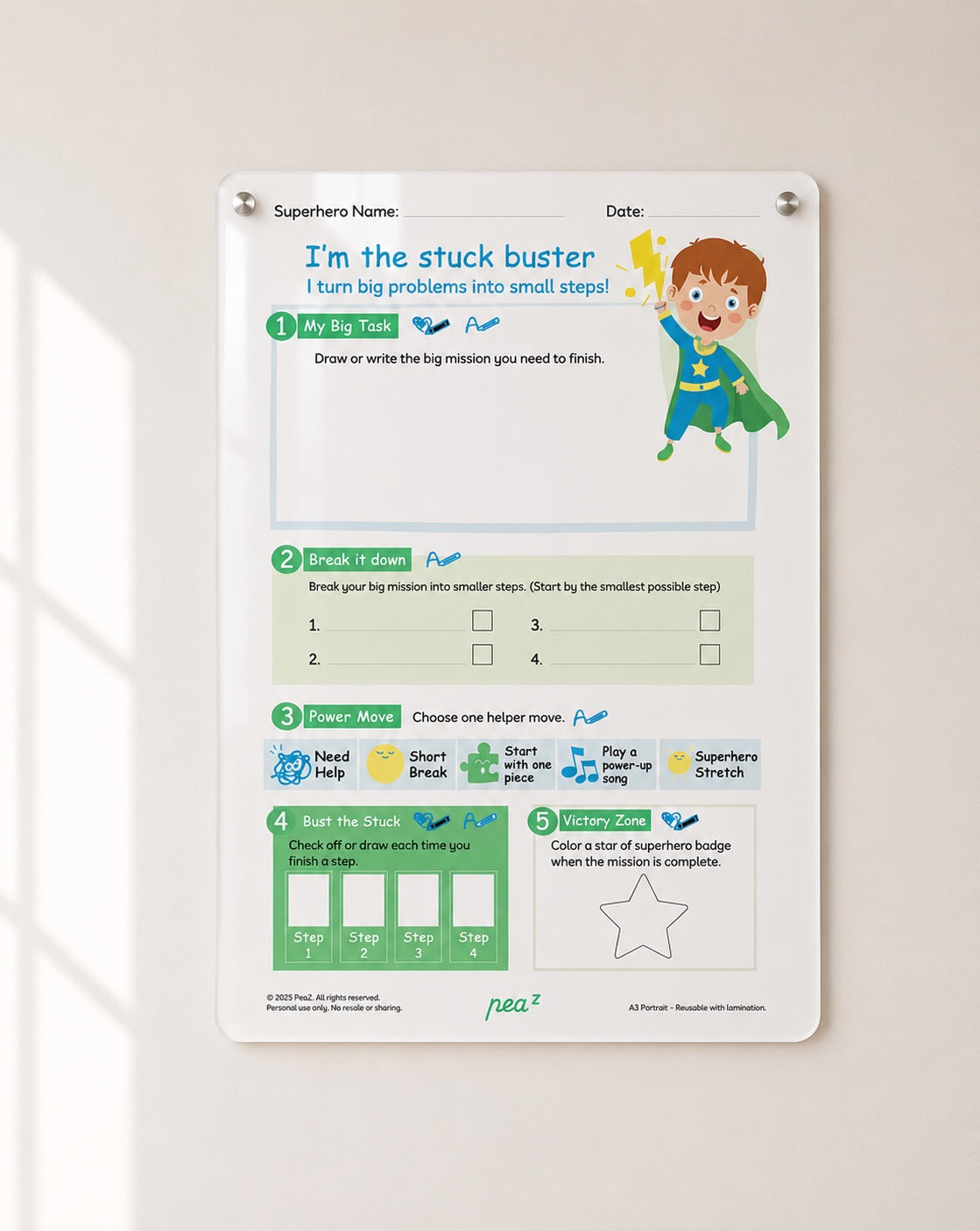 I’m the Stuck Buster | Kids Task Breakdown & Executive Function Support Board