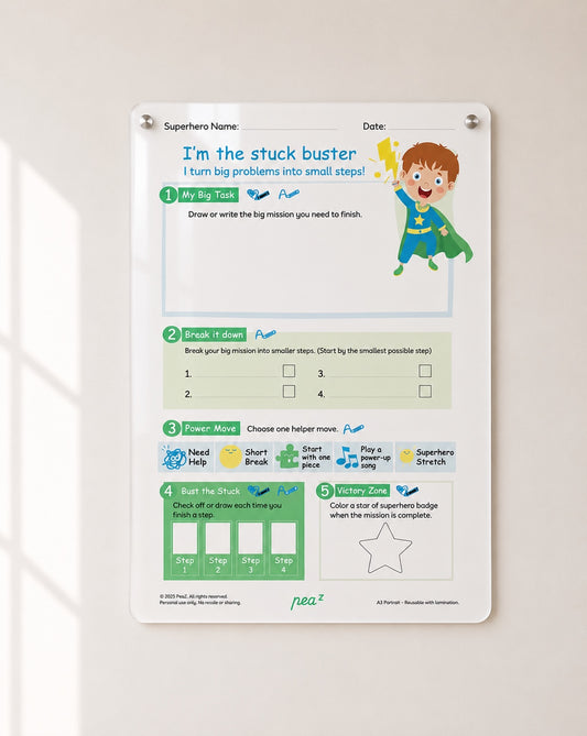 I’m the Stuck Buster | Kids Task Breakdown & Executive Function Support Board
