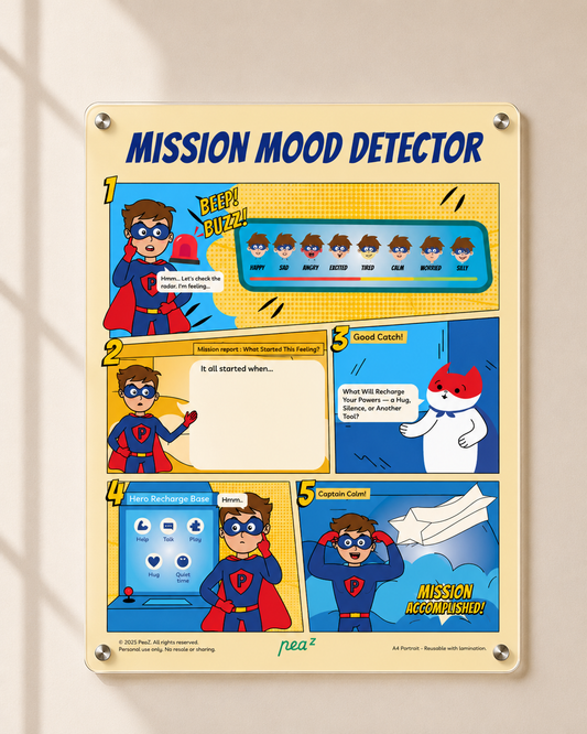 Mission Mood Detector | Kids Feelings Tracker & Emotional Awareness Board