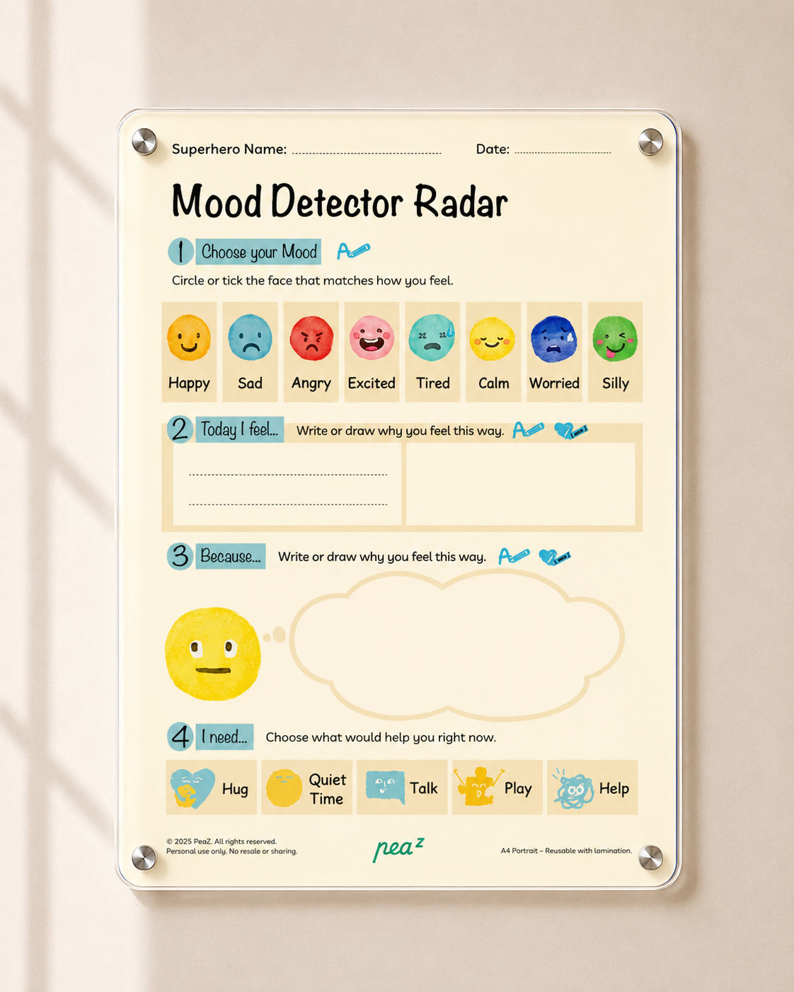 Mood Detector Radar | Kids Emotion Regulation & Needs Communication Board