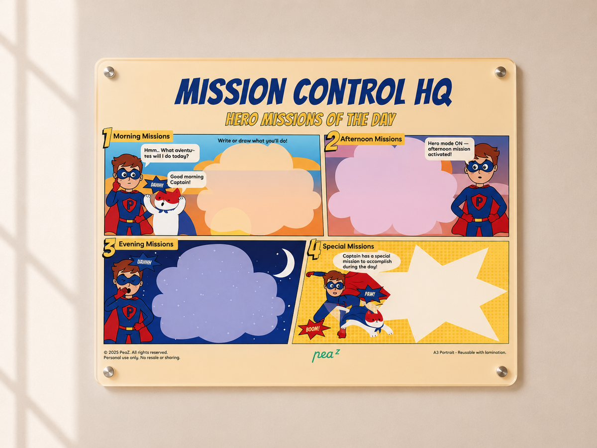 Mission Control HQ | Kids Daily Routine & Responsibility Chart (Superhero Edition)