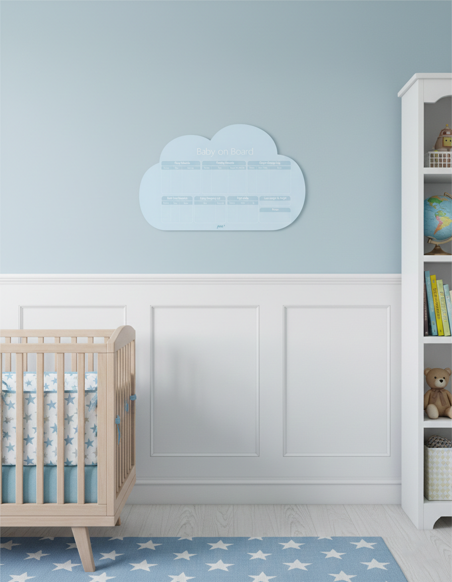 Baby on Board – Cloudy Blue| Reusable Newborn Routine Wall Tracker
