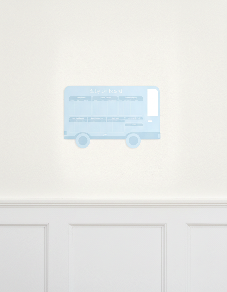 Baby on Board – The Blue Bus| Reusable Newborn Routine Wall Tracker