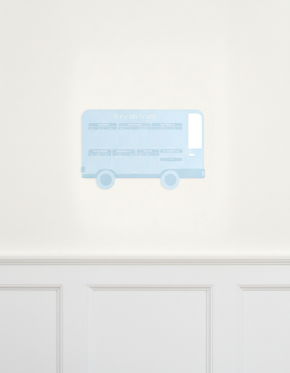 Baby on Board – The Blue Bus| Reusable Newborn Routine Wall Tracker