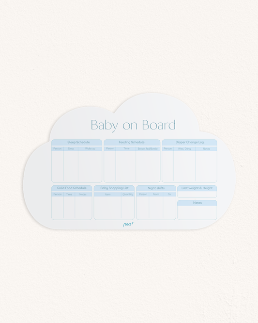 Baby on Board – Cloudy Pastel Blue| Reusable Newborn Routine Wall Tracker
