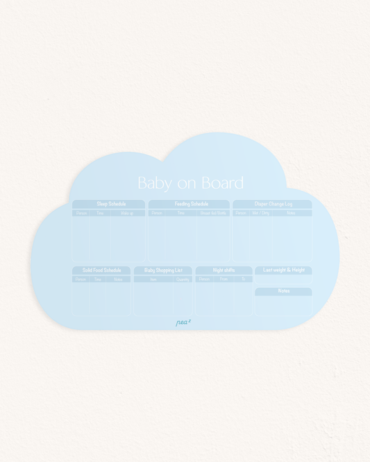 Baby on Board – Cloudy Blue| Reusable Newborn Routine Wall Tracker