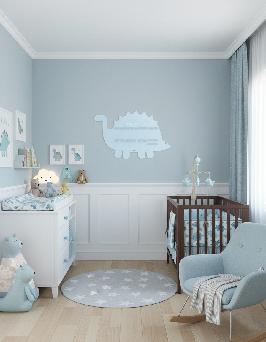 Baby on Board – Baby Dino| Reusable Newborn Routine Wall Tracker