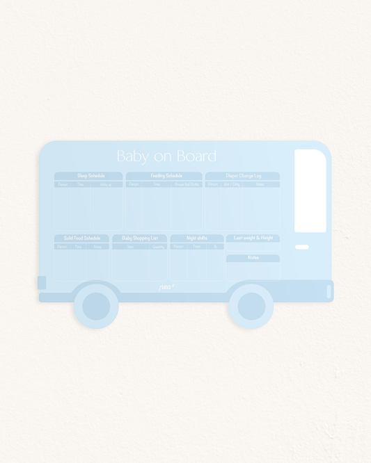 Baby on Board – The Blue Bus| Reusable Newborn Routine Wall Tracker