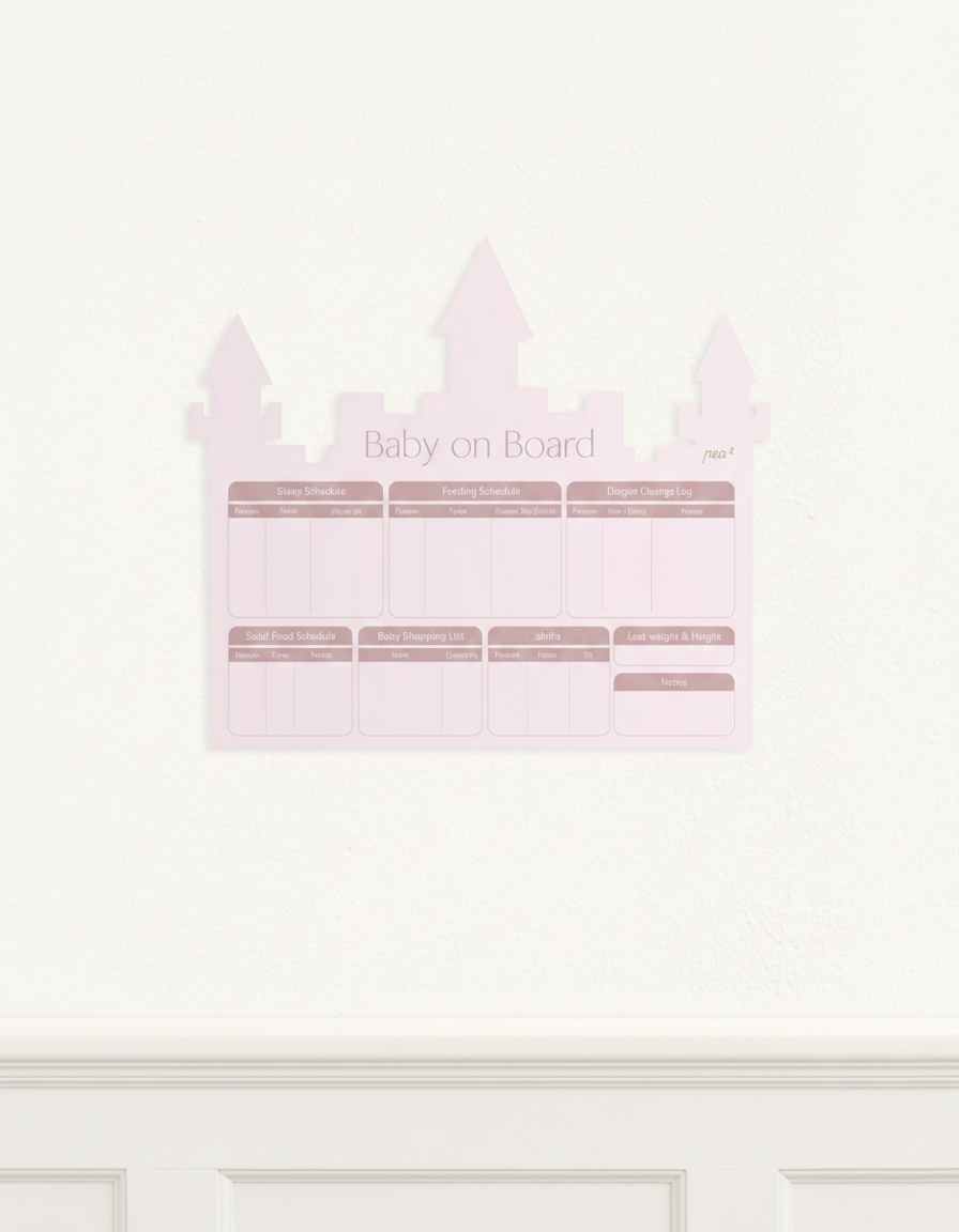 Baby on Board – The Pink Castle| Reusable Newborn Routine Wall Tracker