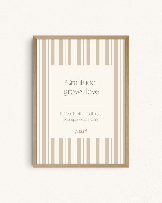 Gratitude Grows Love | Couples Appreciation Quote Wall Art for Therapy & Home