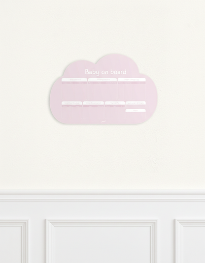 Baby on Board – Cloudy Pink| Reusable Newborn Routine Wall Tracker