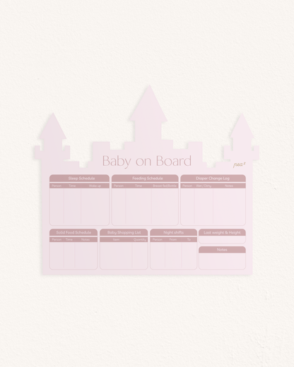 Baby on Board – The Pink Castle| Reusable Newborn Routine Wall Tracker