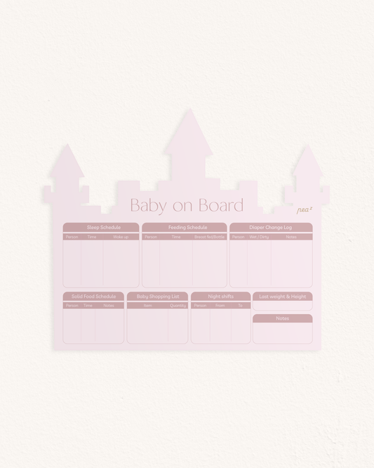 Baby on Board – The Pink Castle| Reusable Newborn Routine Wall Tracker