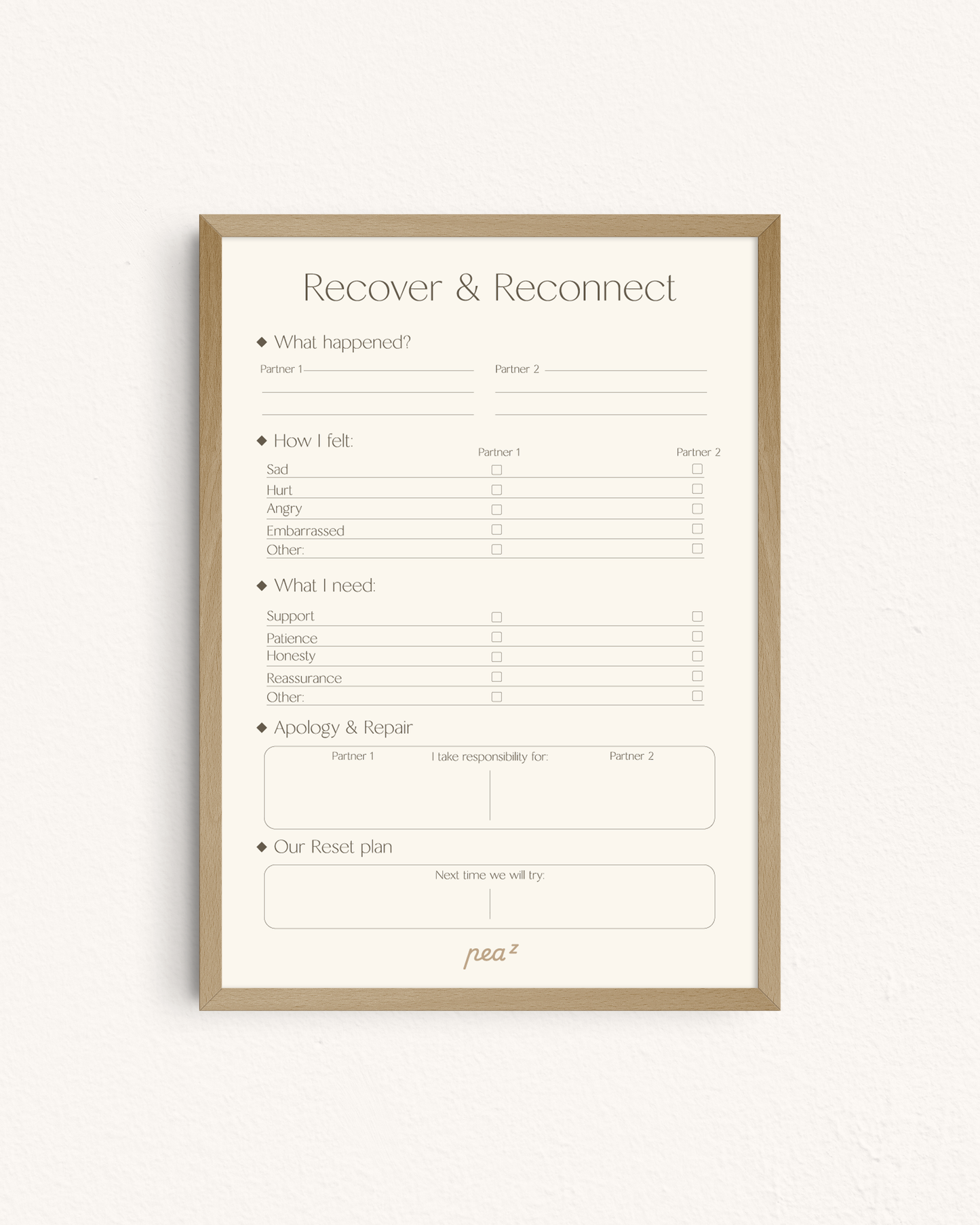 Recover & Reconnect | Conflict Resolution & Repair Template for Couples
