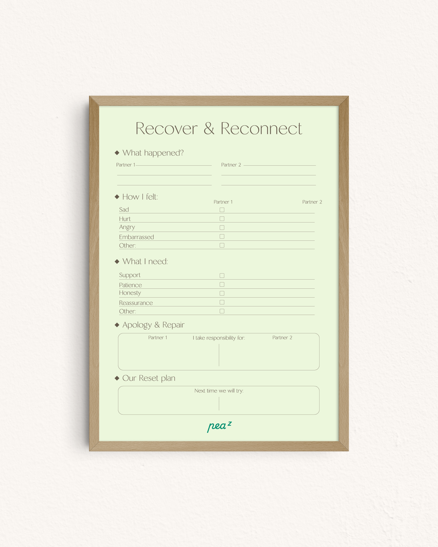 Recover & Reconnect | Conflict Resolution & Repair Template for Couples