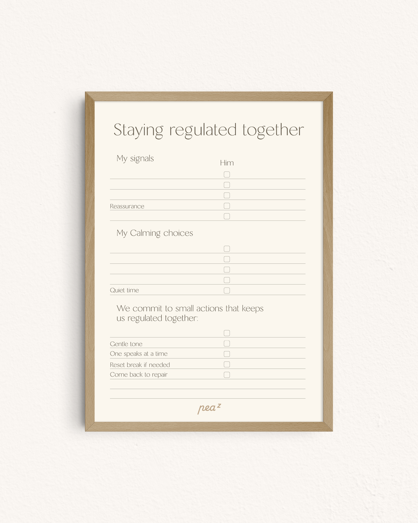 Staying Regulated Together | Couples Co-Regulation & Communication Wall Template