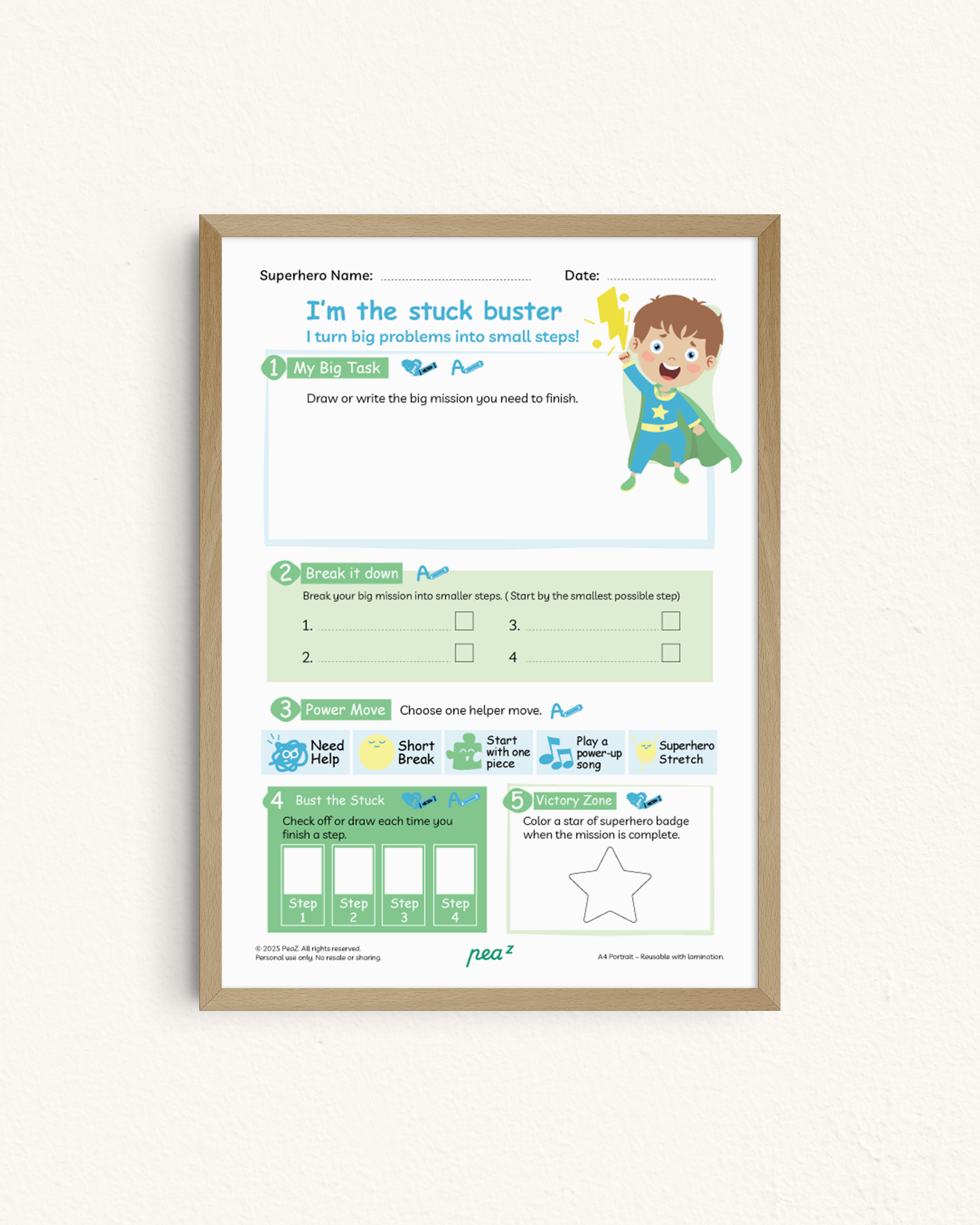 I’m the Stuck Buster | Kids Task Breakdown & Executive Function Support Board