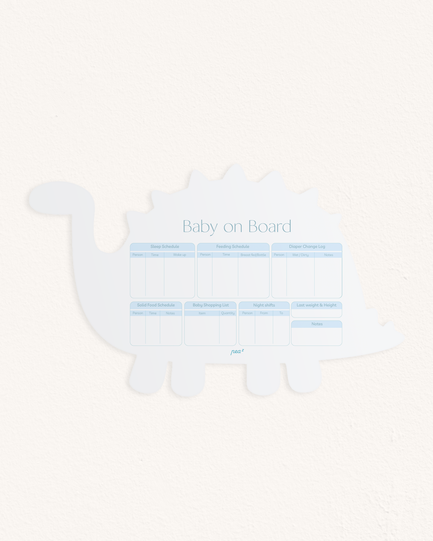 Baby on Board – The Blue Dino| Reusable Newborn Routine Wall Tracker