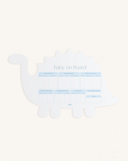 Baby on Board – The Blue Dino| Reusable Newborn Routine Wall Tracker